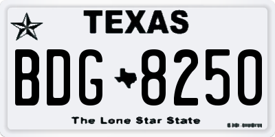 TX license plate BDG8250