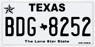 TX license plate BDG8252