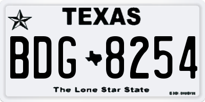 TX license plate BDG8254