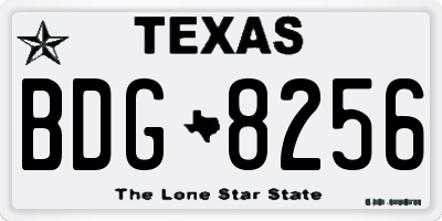 TX license plate BDG8256