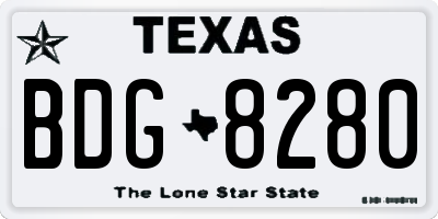 TX license plate BDG8280