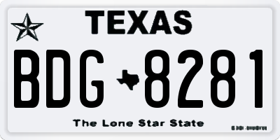 TX license plate BDG8281