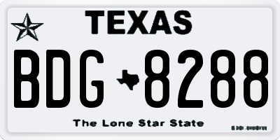 TX license plate BDG8288