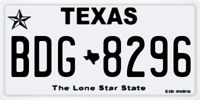TX license plate BDG8296
