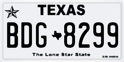 TX license plate BDG8299