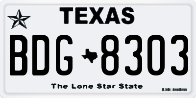 TX license plate BDG8303