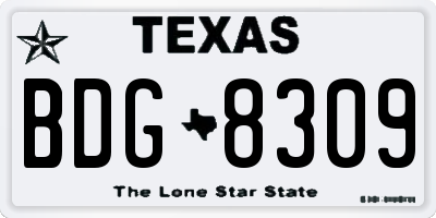 TX license plate BDG8309