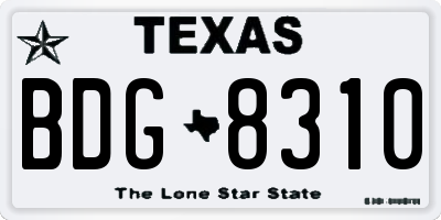 TX license plate BDG8310