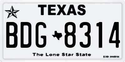 TX license plate BDG8314