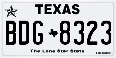 TX license plate BDG8323