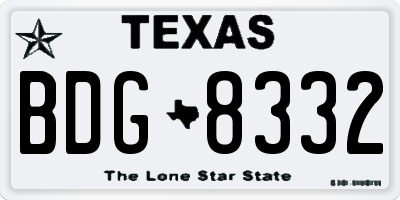 TX license plate BDG8332