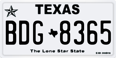 TX license plate BDG8365