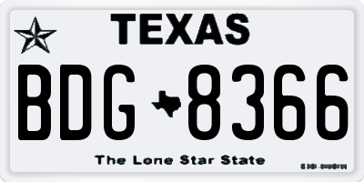 TX license plate BDG8366