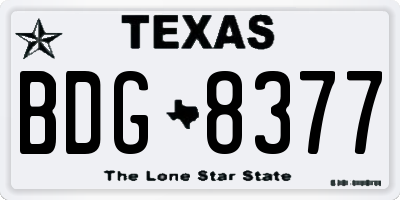 TX license plate BDG8377