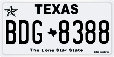 TX license plate BDG8388