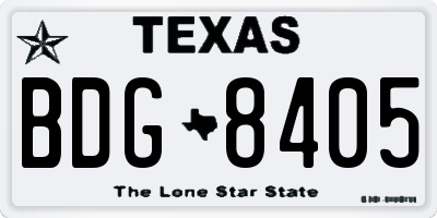 TX license plate BDG8405