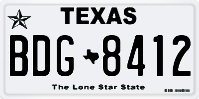 TX license plate BDG8412