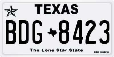TX license plate BDG8423