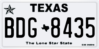 TX license plate BDG8435