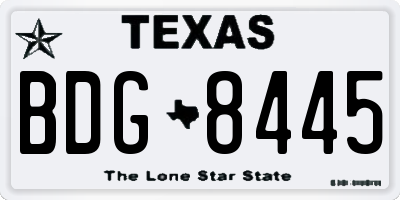 TX license plate BDG8445