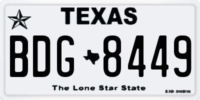 TX license plate BDG8449