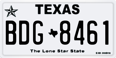 TX license plate BDG8461