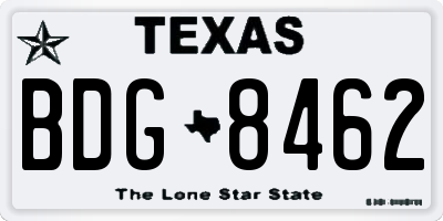TX license plate BDG8462