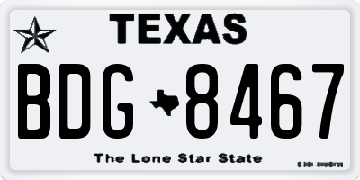 TX license plate BDG8467