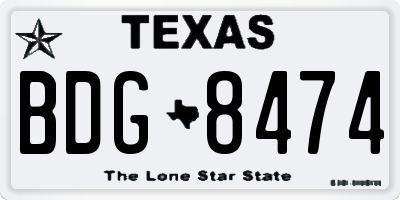 TX license plate BDG8474