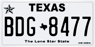 TX license plate BDG8477
