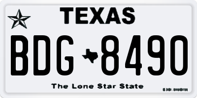 TX license plate BDG8490