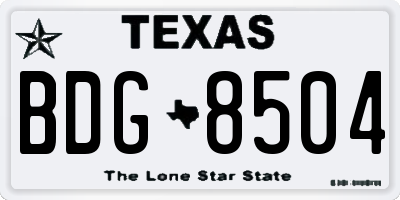 TX license plate BDG8504