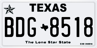 TX license plate BDG8518