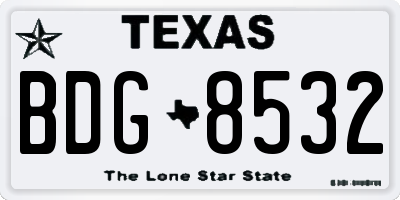 TX license plate BDG8532