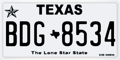TX license plate BDG8534