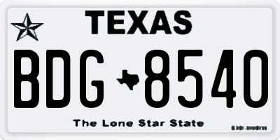 TX license plate BDG8540