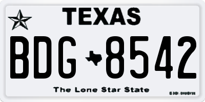 TX license plate BDG8542