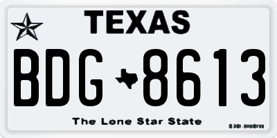 TX license plate BDG8613