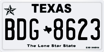 TX license plate BDG8623