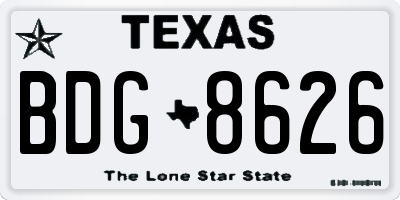 TX license plate BDG8626