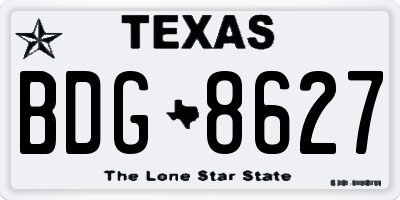 TX license plate BDG8627