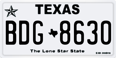 TX license plate BDG8630