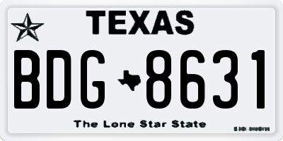 TX license plate BDG8631