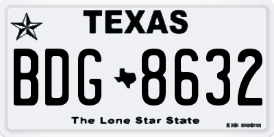 TX license plate BDG8632