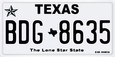 TX license plate BDG8635