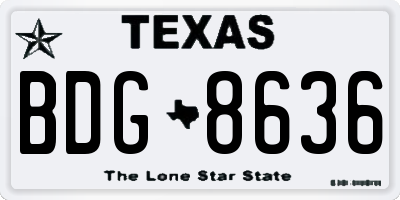 TX license plate BDG8636