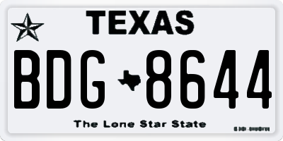 TX license plate BDG8644
