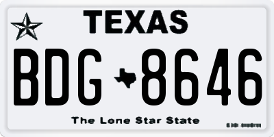 TX license plate BDG8646