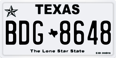 TX license plate BDG8648