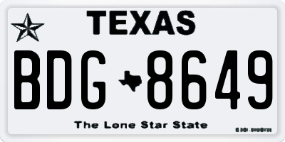 TX license plate BDG8649